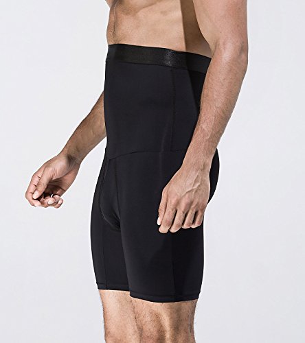 Panegy - Hombre Calzoncillos Bóxer con Faja Moldeadora Abdominal Transpirable Suave Ropa Interior con Cinturón Adelgazante Reductor Men Underwear - Negro - L