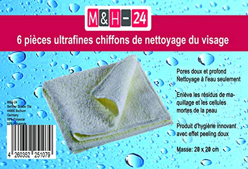Paños de limpieza facial, pañuelos de microfibra 6 pieza - suave limpieza profunda de los poros (Ultra Fina)