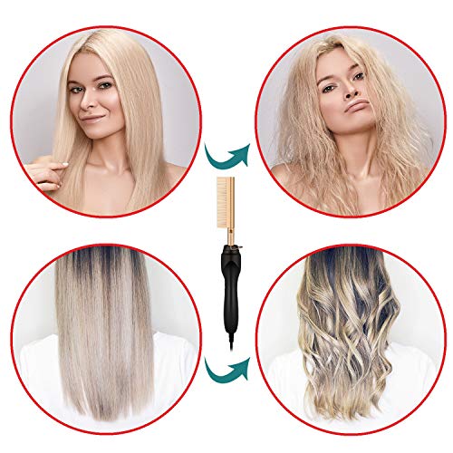 Peine eléctrico eléctrico para el cabello, peine alisador con calor y peine, alisador, 3 ajustes de temperatura, cable giratorio 360 para mujeres y hombres