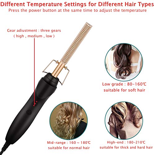 Peine eléctrico eléctrico para el cabello, peine alisador con calor y peine, alisador, 3 ajustes de temperatura, cable giratorio 360 para mujeres y hombres