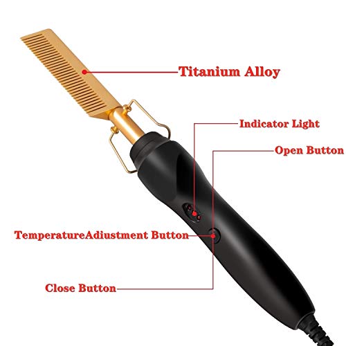 Peine eléctrico eléctrico para el cabello, peine alisador con calor y peine, alisador, 3 ajustes de temperatura, cable giratorio 360 para mujeres y hombres