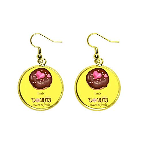 Pendientes colgantes con forma de corazón y dona, para mujer, con forma de corazón, color dorado