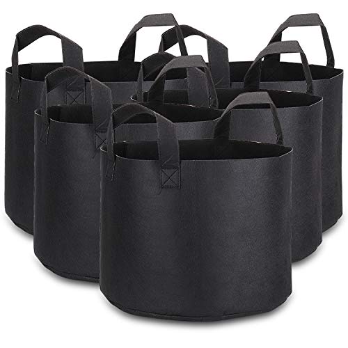 PEYOU 5X 30l Saco para Plantas, Bolsa de Cultivo de Plantas de geotextil 7 Galones, Maceta de Cultivo, Macetas de Tela con Asas Degradables para Patatas, Zanahorias, Patatas, Tomates