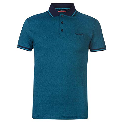 Pierre Cardin - Polo de rayas finas para hombre, con firma bordada Azul marino/verde azulado. XXL
