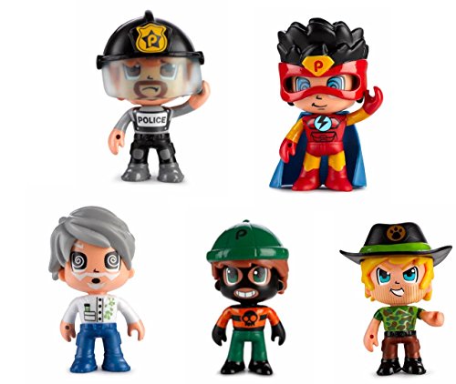 Pinypon Action- Pack de 5 Figuras, Policía, Superhéroe, Científico, Ladrón y Aventurero, Multicolor (Famosa 700014490)
