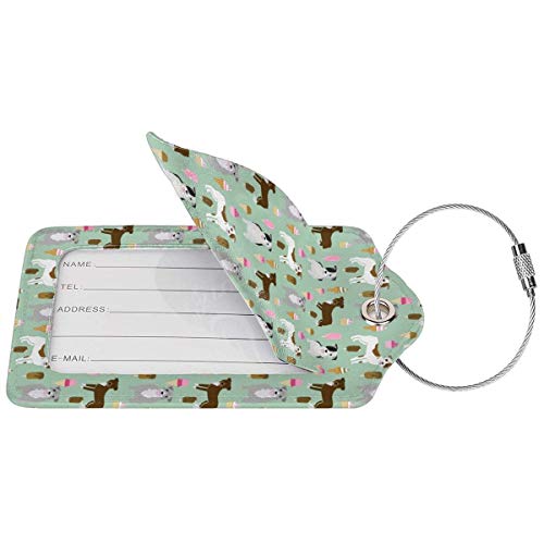 Pitbull Ice Cream Pet Dogs Custom Leather Luxury Maleta Tag Set Travel Accessories Etiquetas de equipaje