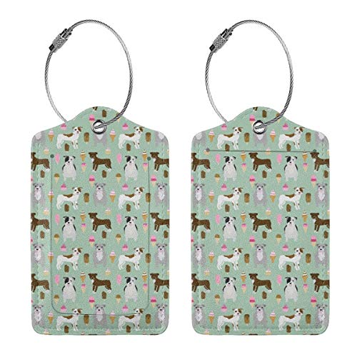 Pitbull Ice Cream Pet Dogs Custom Leather Luxury Maleta Tag Set Travel Accessories Etiquetas de equipaje