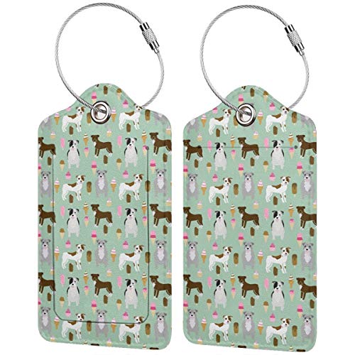 Pitbull Ice Cream Pet Dogs Custom Leather Luxury Maleta Tag Set Travel Accessories Etiquetas de equipaje