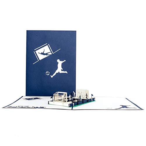 'Pop Up tarjeta Fútbol Fan Azul & Blanco – 3d tarjeta de fútbol Schalke, Hamburgo, Berlin? Fútbol Cumpleaños Tarjeta de invitación