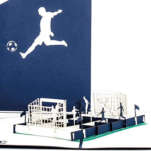'Pop Up tarjeta Fútbol Fan Azul & Blanco – 3d tarjeta de fútbol Schalke, Hamburgo, Berlin? Fútbol Cumpleaños Tarjeta de invitación