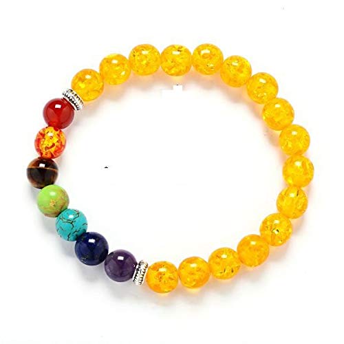 Pulsera De Piedra,Reborde De Piedra Natural Pulsera De Plata Antigua De Aleación De Zinc, 10 Tipos De Piedra Natural Piedra Ámbar Brazalete Pulsera Aura Chakra Yoga, Prendas Personalizadas Accesorio