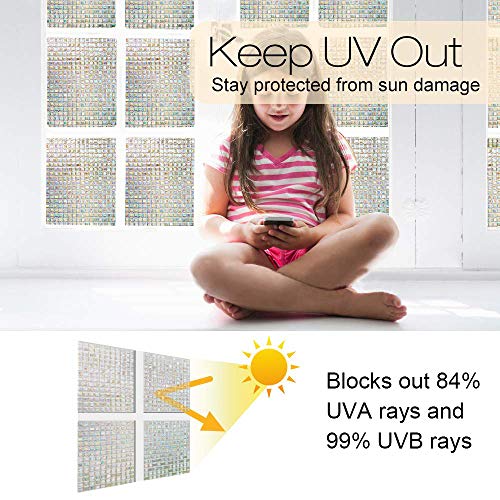 rabbitgoo Vinilos para Ventanas Privacidad 3D Laminas Translucido Vinilo Cristal Ventanas Adhesivos Pegatina para Decorativos, Pelicula Electrostática para Ducha Mampara Ventanas 90X200CM