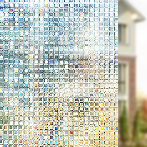 rabbitgoo Vinilos para Ventanas Privacidad 3D Laminas Translucido Vinilo Cristal Ventanas Adhesivos Pegatina para Decorativos, Pelicula Electrostática para Ducha Mampara Ventanas 90X200CM