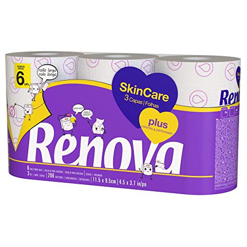 Renova Skin Care Plus Papel Higiénico Decorado Perfumado - 6 Rollos