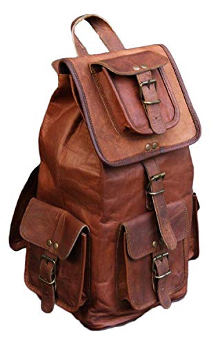 San Valentín Regalo por Mochila Colegio Bolsa de Piel auténtica Hecho a Mano Bolsa de Viaje portátil Bolsa para Venta, Color marrón Oscuro (18)