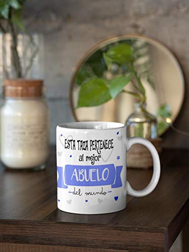 SAQUITOMAGICO Esta Taza Pertenece al Mejor. Abuelo del Mundo!!!!.-Taza Regalo para Esa Persona Especial Que Tanto Quieres (Abuelo)