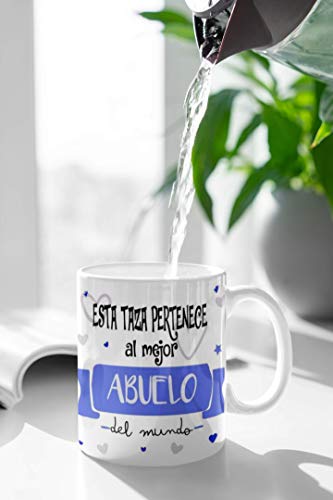 SAQUITOMAGICO Esta Taza Pertenece al Mejor. Abuelo del Mundo!!!!.-Taza Regalo para Esa Persona Especial Que Tanto Quieres (Abuelo)