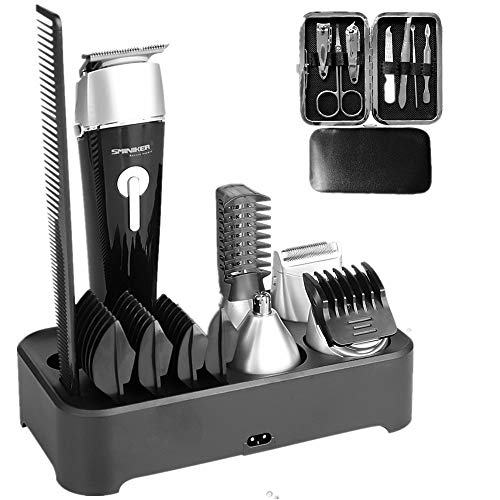 Sminiker 5 EN 1 Multifuncional Máquina Recortadora Profesional Impermeable Cortapelos Kit afeitadora eléctrica Hombre Afeitadora Recortador Barba Nariz y Orejas Depilación Cortar de Pelo de Precisión