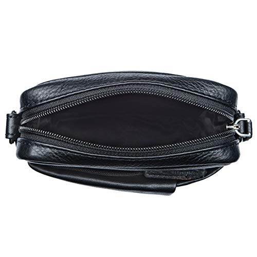 STILORD 'Fiete' 2-en-1 Bolso Bandolera Piel/Bolso Mano Hombre Piel Vintage Bolso Mensajero pequeño Bolso Mano con asa de Cuero auténtico, Color:Negro