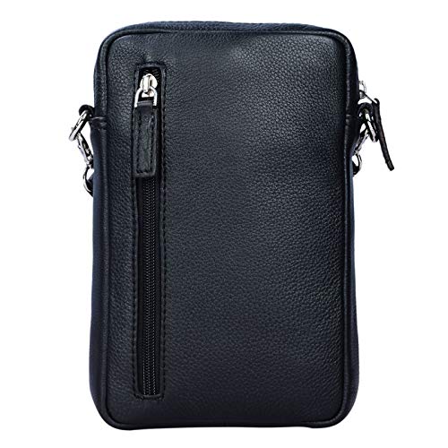 STILORD 'Fiete' 2-en-1 Bolso Bandolera Piel/Bolso Mano Hombre Piel Vintage Bolso Mensajero pequeño Bolso Mano con asa de Cuero auténtico, Color:Negro