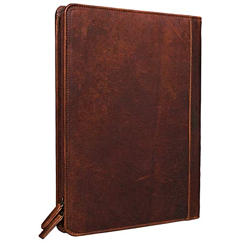 STILORD 'Julius' Portadocumentos de Cuero Estilo Vintage para conferencias Negocios o Trabajo Carpeta Organizador o clasificador DIN A4 de Piel auténtica, Color:Kara - Cognac