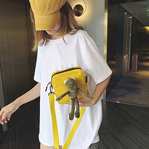 Symeas Mujeres Moda Rana de dibujos animados japoneses Muñeca Chica Bolsa de lona Bolsa de mensajero linda Bolsa de hombro Mensajero casual Bolsa de hombro simple Bolsa portátil