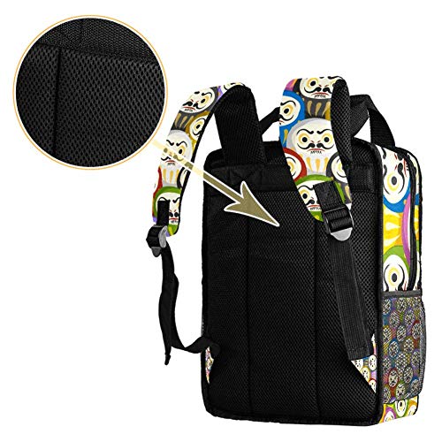 TIZORAX Mochila para mujeres japonesas Daruma Muñecas Nuevas Chicas Adolescentes Niños Escuela Colegio Bolsa de Librero Acolchado Senderismo Bolsas de Viaje Casual Daypack