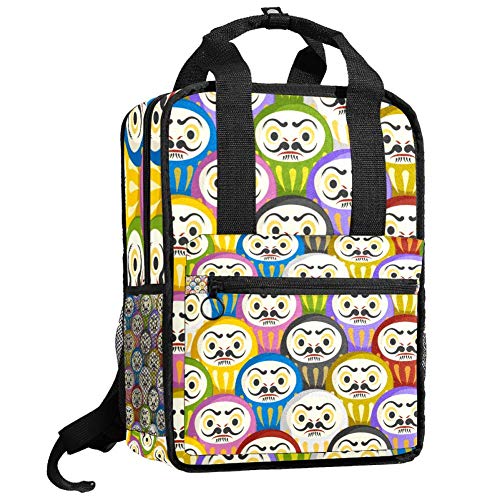 TIZORAX Mochila para mujeres japonesas Daruma Muñecas Nuevas Chicas Adolescentes Niños Escuela Colegio Bolsa de Librero Acolchado Senderismo Bolsas de Viaje Casual Daypack