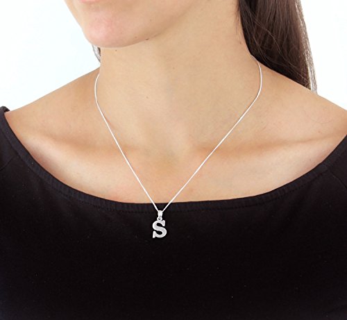 Tuscany Silver Collar con colgante de mujer con plata de ley (925/1000), letra S, 46 cm