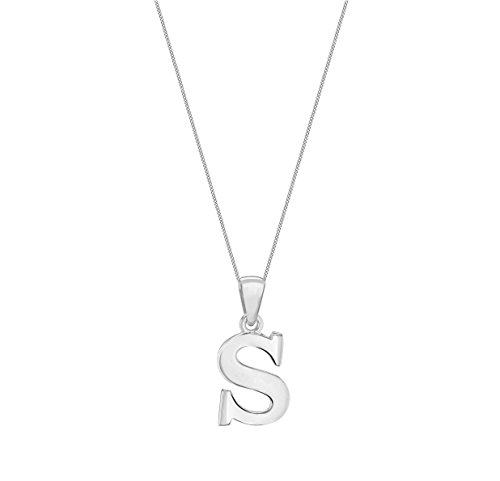 Tuscany Silver Collar con colgante de mujer con plata de ley (925/1000), letra S, 46 cm