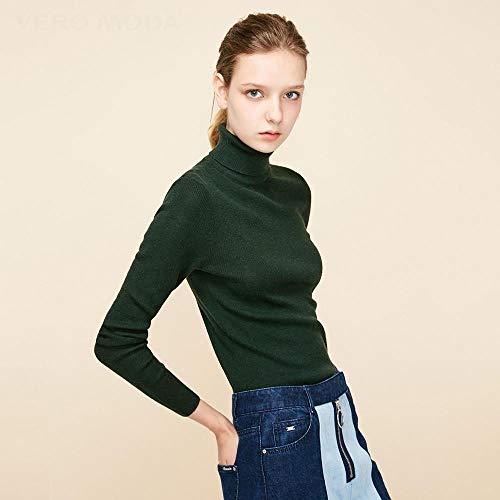 Txrh Suéter Caída Slim Fit Minimalista de Punto Base del Cuello Alto suéter de Punto de Las Mujeres (Color : Dark Safaris, Size : S)