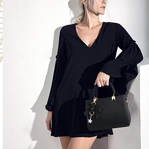 URAQT Bolsos de Mujer, Bolso Señora Tote, PU Piel Bolso de Hombro Mujers del Trabajo, Diario Vida y Vacacione (Versión Mejorada Negro)