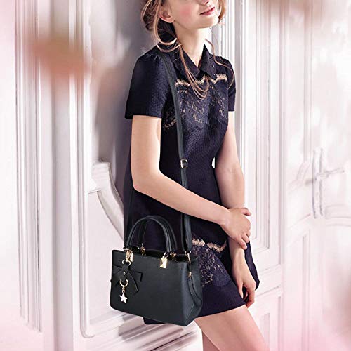 URAQT Bolsos de Mujer, Bolso Señora Tote, PU Piel Bolso de Hombro Mujers del Trabajo, Diario Vida y Vacacione (Versión Mejorada Negro)