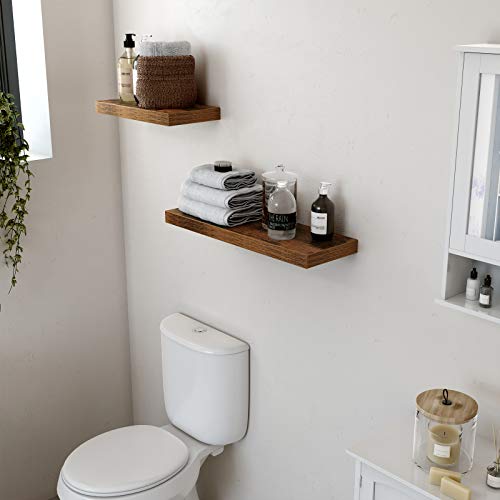 VASAGLE Estante Flotante, Estante de Pared para Fotos, Decoraciones, en Salón, Cocina, Pasillo, Dormitorio, Baño, Marrón Rústico LWS26BX