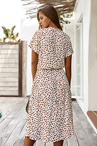 Vestido Mujer Bohemio Largo Verano Playa Fiesta Floral/Polka Dot Maxi Vestidos Cóctel Falda Larga Blanco M