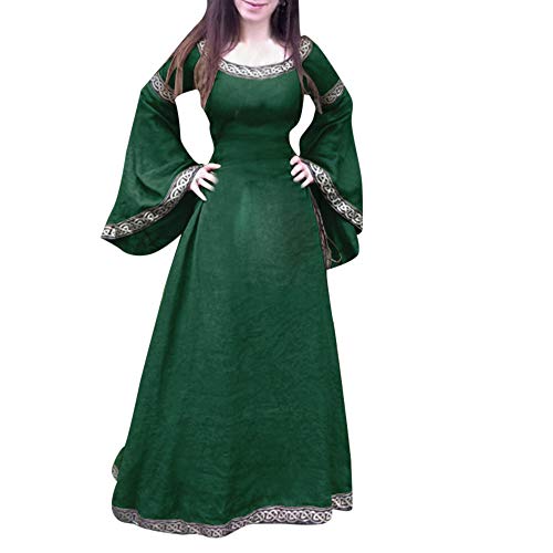Vestidos para Mujer,Medieval Renacimiento Vestidos Coctel Elegante Larga Vintage Manga Larga Vestidos Fiesta Color sólido Slim Fit Mujer Vestido de Noche Vestidos Trajes Cosplay vpass