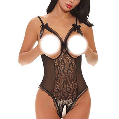 VicSec Picardía Erótica Entrepierna Abierta Bodysuit Pecho Desnudo Topless una Pieza sin Aros Ropa Interior Sexy Diseño Especial Noche Misteriosa Size M