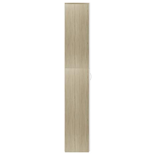 vidaXL Armario Oficina Aglomerado Mobiliario Diseño Elegante Estilo Minimalista Clasificación Organizada Archivos Blanco y Roble Sonoma 60x32x190cm