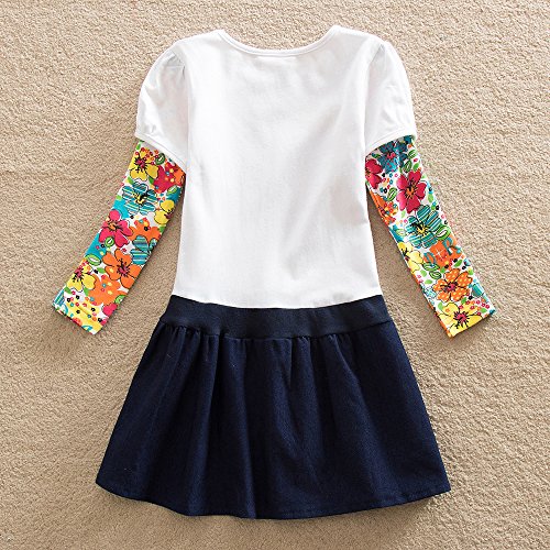 VIKITA Vestido Dibujos Floral Manga Larga Algodón Casual Niñas LH5926 8T