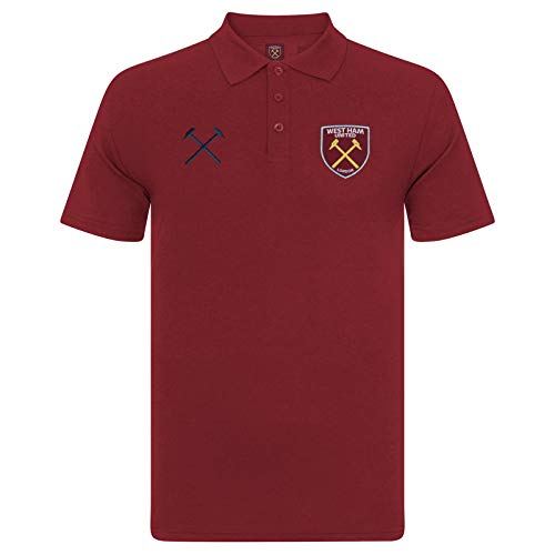 West Ham United FC Polo Oficial Para Hombre - con el Escudo del Club - Granate - S