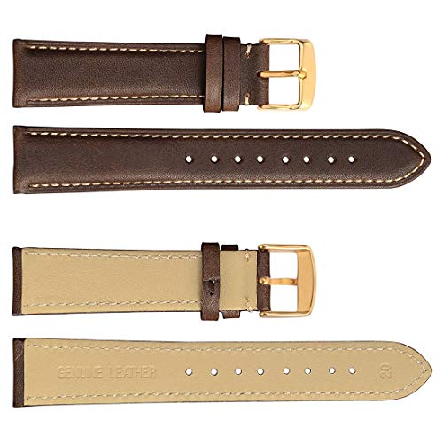 WOCCI 22mm Correa de Reloj Vintage de Cuero para Mujer Hombre, Correa de Repuesto Marrón Oscuro