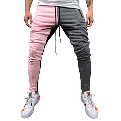 YanHoo Pantalones de Hombre Moda Masculina Personalidad Casual Color sólido Pantalones Deportivos Cinturones de Amarre Pantalones de chándal Sueltos Ocasionales Pantalón con cordón