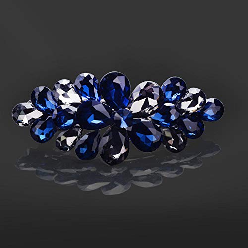 ZGHBJ Accesorios para el Cabello Rhinestone Clip de Cola de Caballo Pinza de Pelo Horquilla Horquilla de Cristal Cabeza Trasera Tocado de Pelo Madre Adulta Superior Clip card-CHA215 Azul Gris