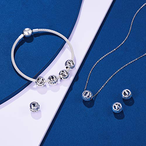 NINGAN Abalorios Charms Colgantes de Alfabeto Cuentas Plata de Ley 925 con Circonita cúbica Transparente Compatible con Pulsera Europeo, Charms de Letra para Mujer Niña (Letra A)
