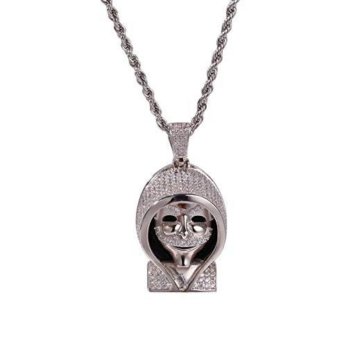 XIRENZHANG Colgante retro de la muerte de punk con incrustaciones de cobre y circonitas (oro, plata)