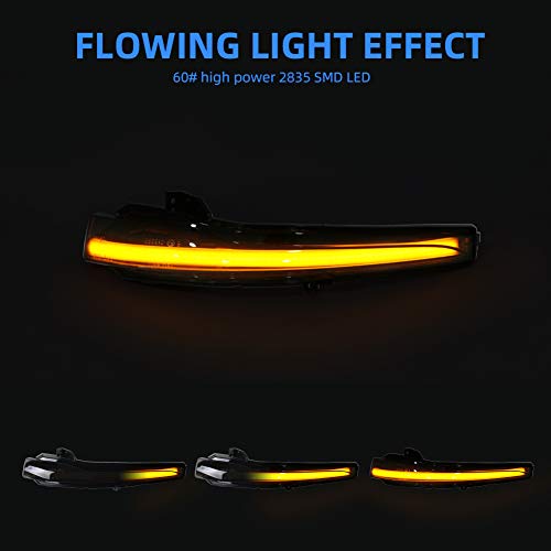 [1 par]Gempro (parpadeo dinámico) LED luces de giro mirror laterales, luces indicadoras de dirección [color ámbar] para Mercede-s Ben-z C-CLASS W205, S-CLASS W222&W217, E-CLASS W213(Lente ahumada)