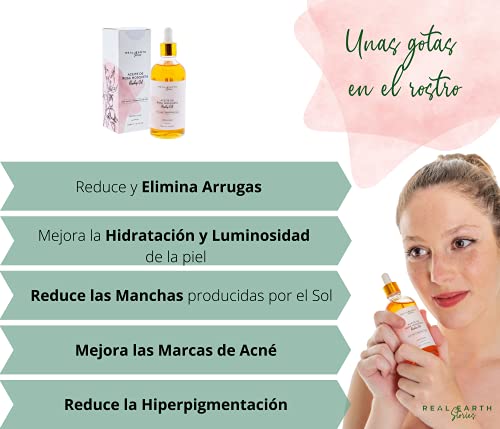 100ml Aceite de Rosa Mosqueta 100% Puro Prensado en frio- Aceite cicatrizante, despigmentante, antiestrías, antiarrugas y regenerador. Perfecto para el tratamiento de acne, manchas y estrías