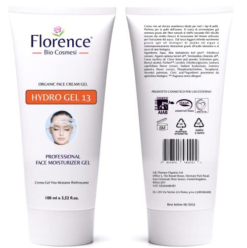 100ml. Bio Crema/Gel hidratante facial Orgánica/Vegana. Combate los signos de la edad - Para Hombre/Mujer. Cremas Dia/Noche para la Cara/Contorno de Ojos con acido hialurónico, aceite de jojoba y Aloe