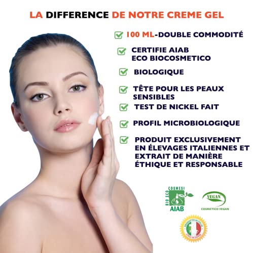 100ml. Bio Crema/Gel hidratante facial Orgánica/Vegana. Combate los signos de la edad - Para Hombre/Mujer. Cremas Dia/Noche para la Cara/Contorno de Ojos con acido hialurónico, aceite de jojoba y Aloe