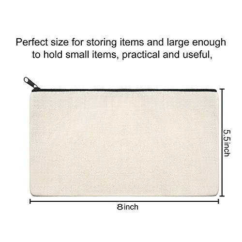 12 Pcs Bolsa De Maquillaje De Lona, Cremallera Bolsas, Estuche De lápices Multiusos, DIY Bolsas De Tela Para Pintar, Aplican A Mujeres, Niñas Y Estudiantes Elería, Con 2 Plantillas De Pintura (Beige)